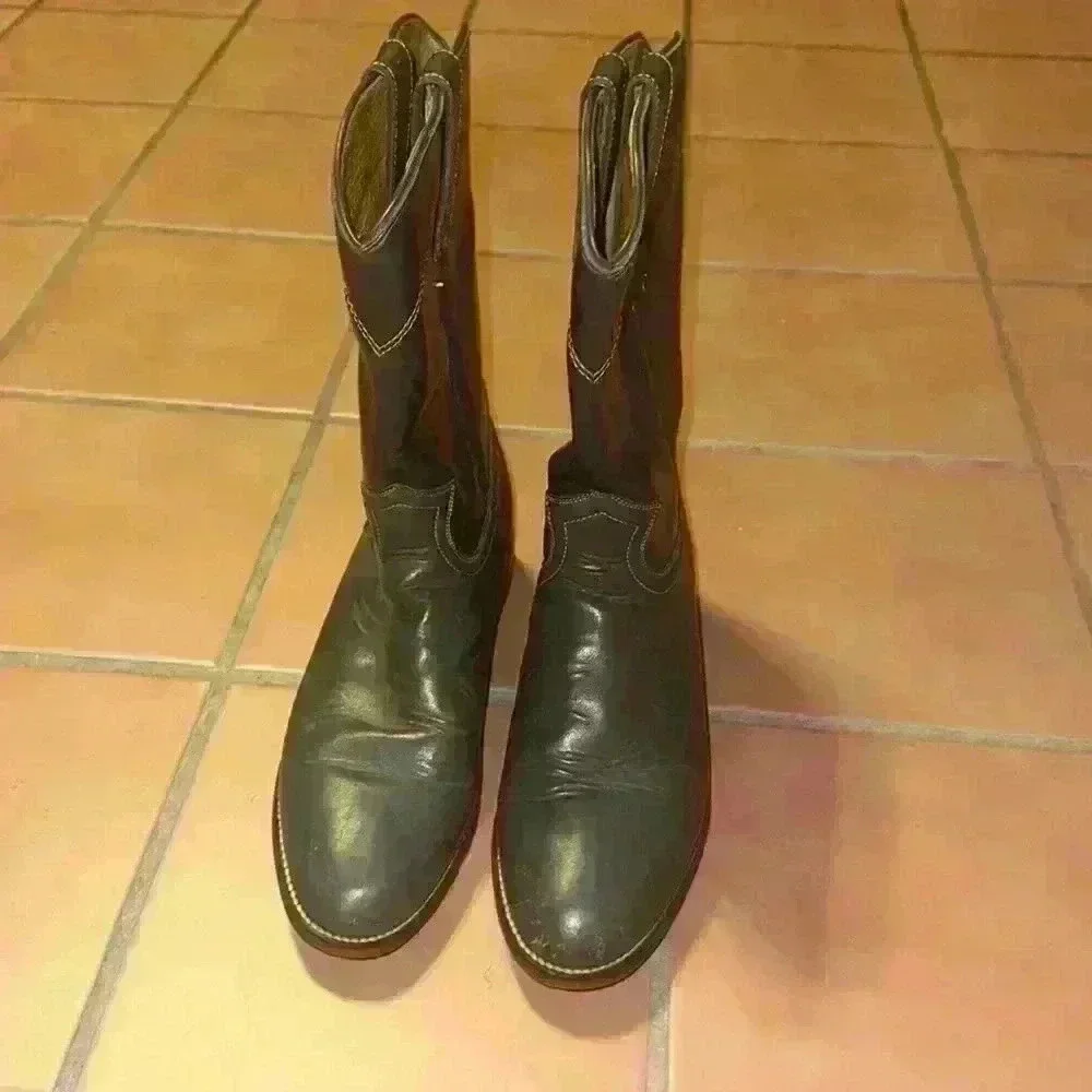 Diamond J men’s cowboy leather gray boots size 6.5